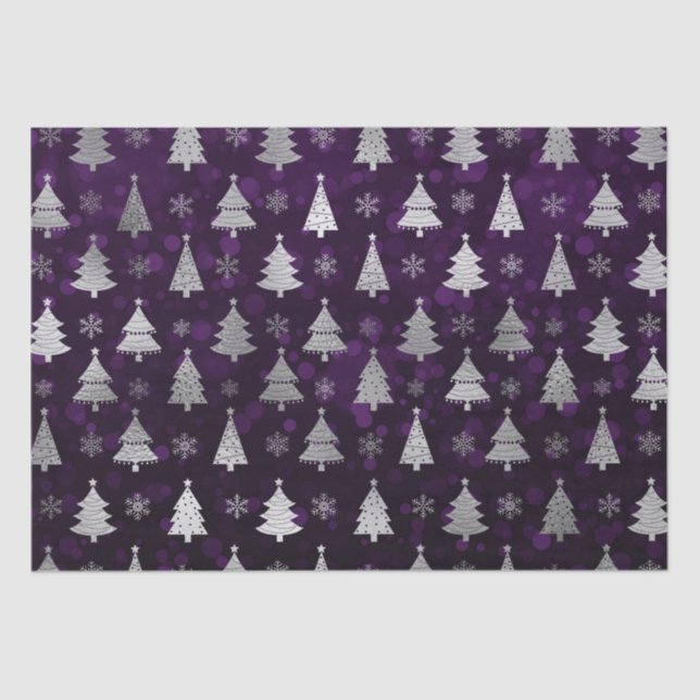 Papel De Seda Árvores de Natal de Boque e Prata (Frente )