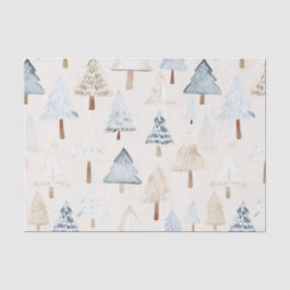 Papel De Seda Árvores de Natal de Creme Azul