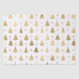 Papel De Seda Árvores de Natal de Folha Branca e Dourada