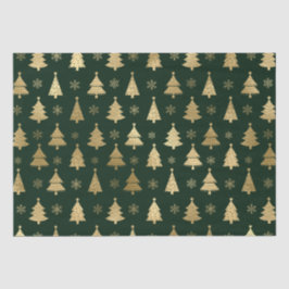 Papel De Seda Árvores de Natal de Folha Verde e Dourada