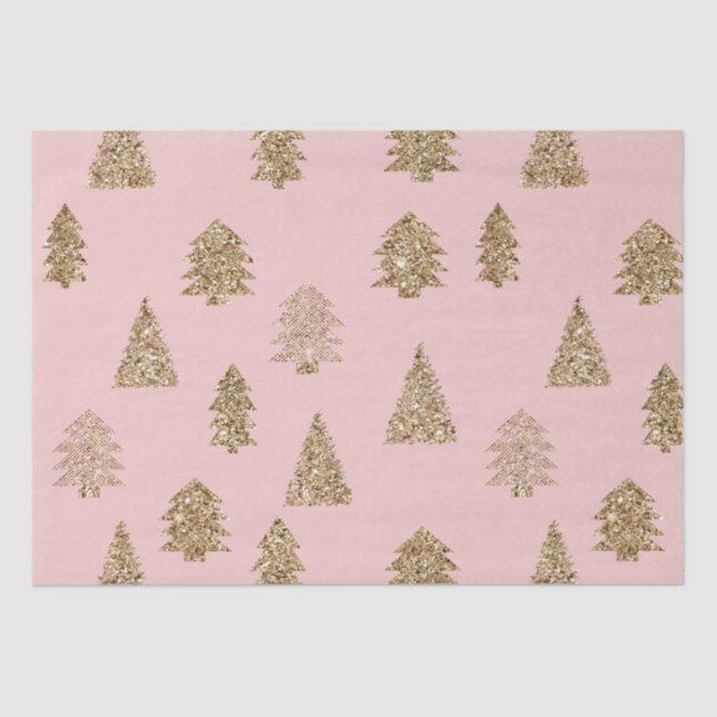 Papel De Seda Árvores de Natal de Glama Dourada Rosa-Rosa-Blush (Frente )