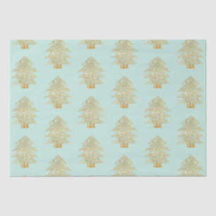 Papel De Seda Árvores de Natal Douradas com Minhas Verdes