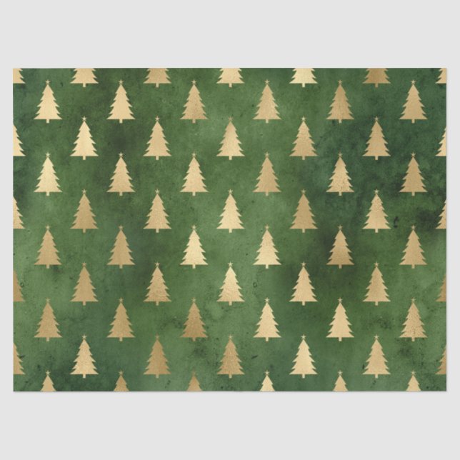 Papel De Seda Árvores de Natal Douradas e Metálicas na Decoupage (Frente )