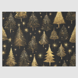 Papel De Seda Árvores de Natal Douradas Embrulho Decoupage Artes