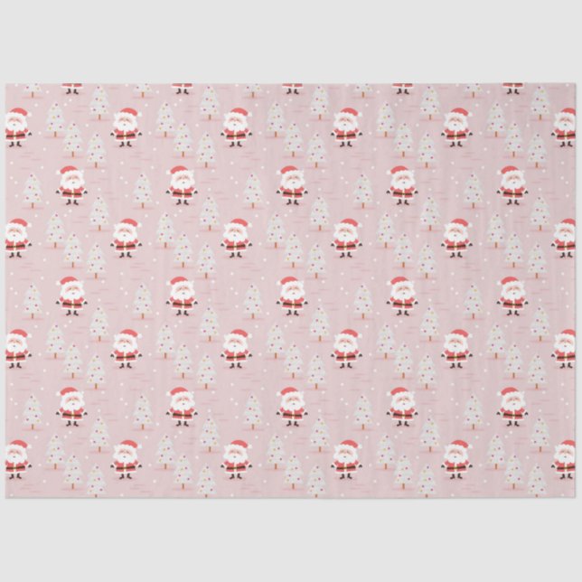 Papel De Seda Árvores de Natal e Papai Noel (Frente )