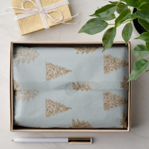 Papel De Seda Árvores de Natal Glam Glitter Dourado Menta