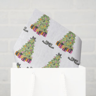 Papel De Seda Árvores de Natal Glamour Brilhante Preppy em Aquar