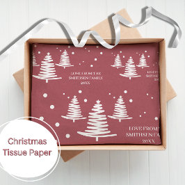 Papel De Seda Árvores de Natal Mínimas Brancas Vermelhas