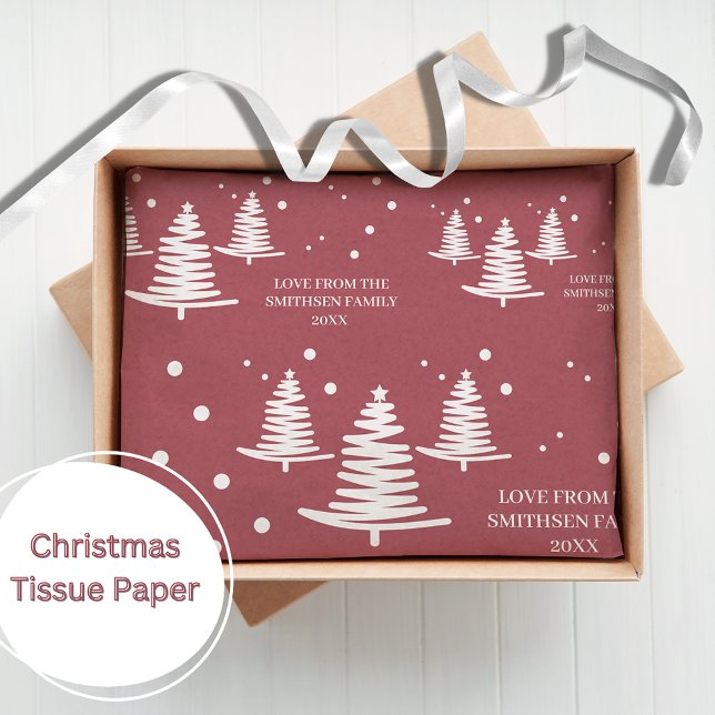 Papel De Seda Árvores de Natal Mínimas Brancas Vermelhas (Criador carregado)