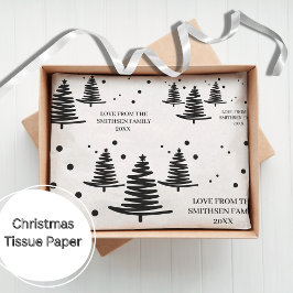 Papel De Seda Árvores de Natal Mínimas Pretas Brancas