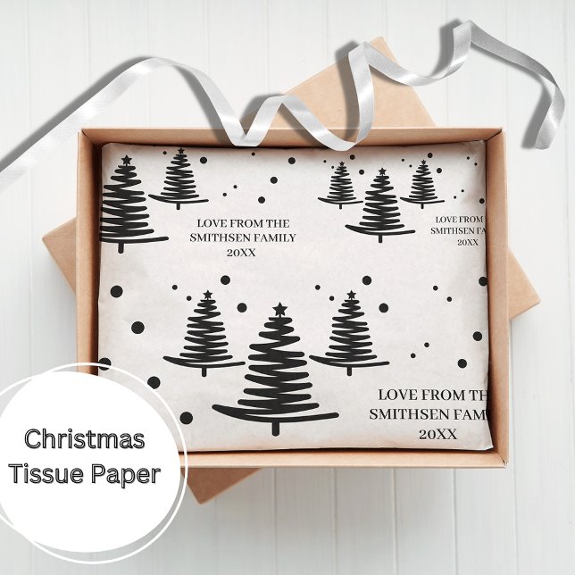 Papel De Seda Árvores de Natal Mínimas Pretas Brancas (Criador carregado)
