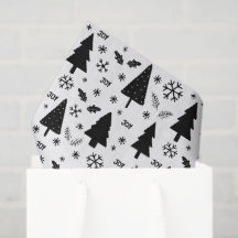 Árvores de Natal Modernas em Preto e Branco Feriad