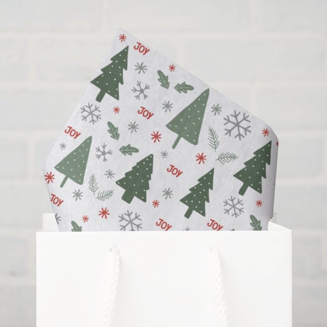 Papel De Seda Árvores de Natal Modernas Padrão Feriado (Sacola de presentes)