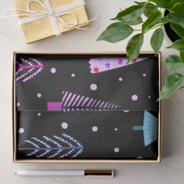 Papel De Seda Árvores de Natal Modernas, Roxo-Rosa-Preto