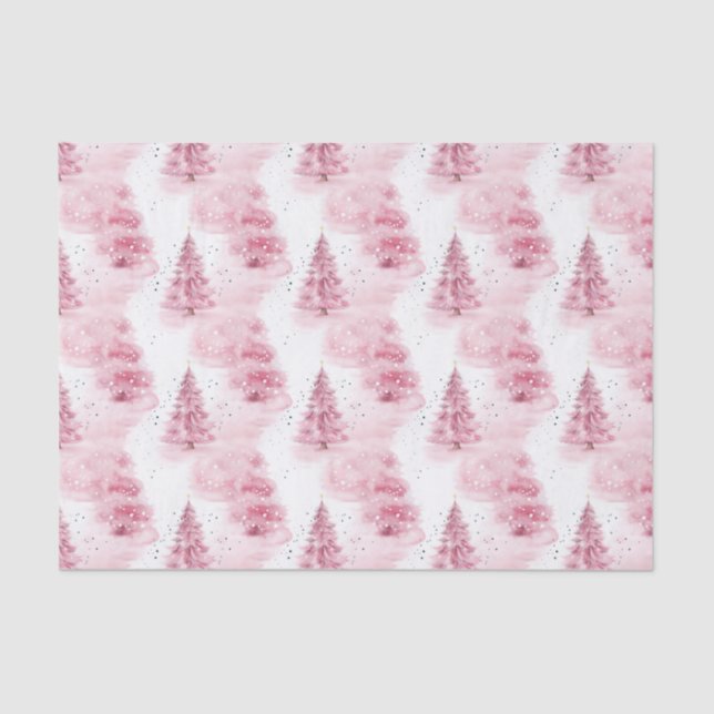 Papel De Seda Árvores de Natal Rosa (Frente )