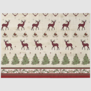 Papel De Seda Árvores de Natal Russas Deer Buffalo Xadrez w Made