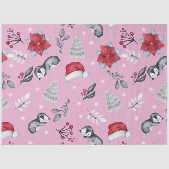 Papel De Seda Árvores de Natal Santa Hats Festa de inverno Natal (Frente )