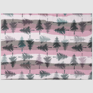 Papel De Seda Árvores de Natal Stripes Cinzas Brancas Rosa Natal