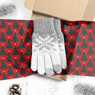 Papel De Seda Árvores de Natal Verde Escuro em Vermelho