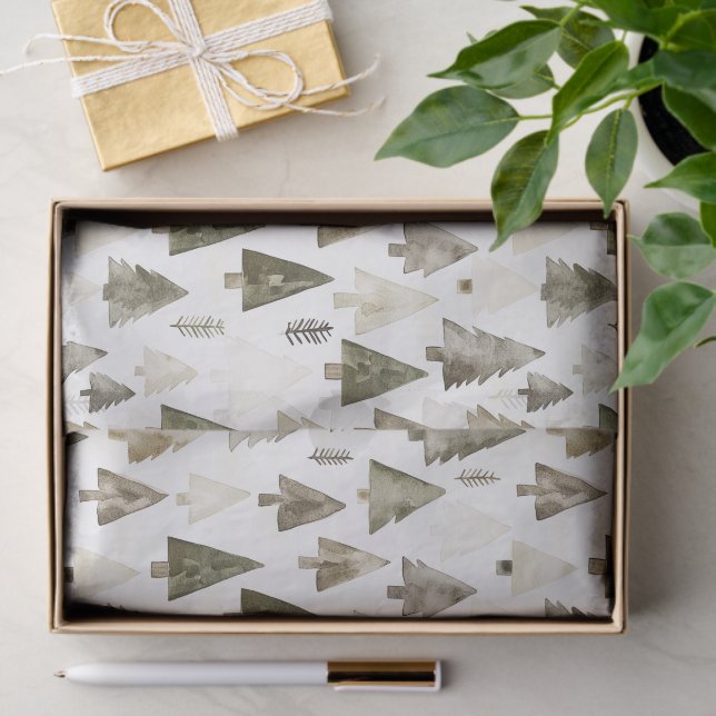 Papel De Seda Árvores de Natal Verde-oliva (Presente)