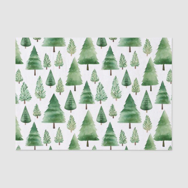 Papel De Seda Árvores de Natal Verdes (Frente )