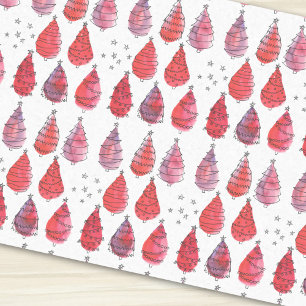 Papel De Seda Árvores de Natal Vermelhas