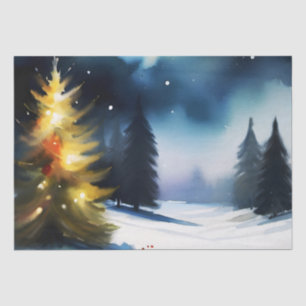 Papel De Seda Árvores de neve pintura de paisagem de inverno