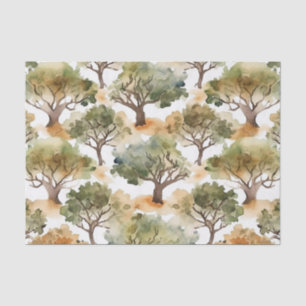 Papel De Seda Árvores de Oak Aquarela