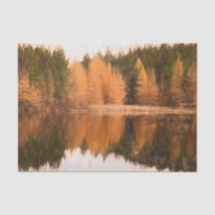 Papel De Seda Árvores de Outono Lago Laranja Arte Temático de Es