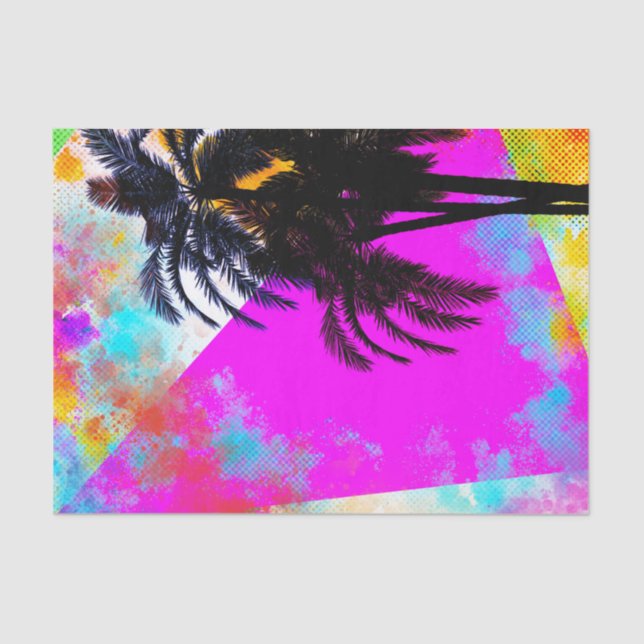 Papel De Seda Árvores de Palma do Partido da Praia do Summertime (Frente )