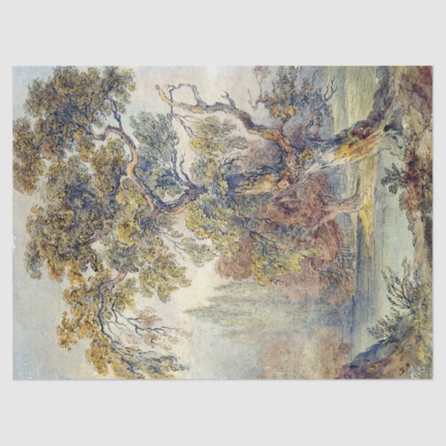 Papel De Seda Árvores e Pond (por John Ruskin) (Frente )