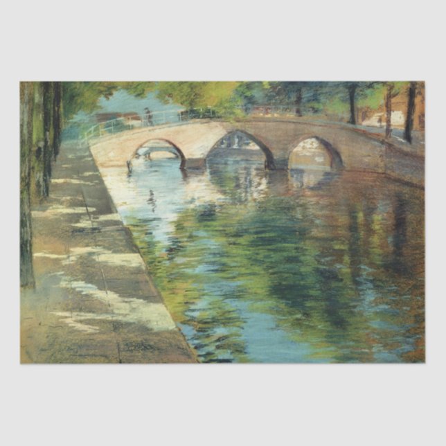 Papel De Seda Árvores Refletidas em Águas de um Canal (Frente )