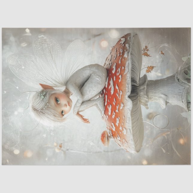 Papel De Seda Asa de Cogumelo Vermelho, Fada e Fada (Frente )