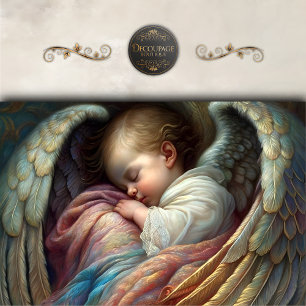 Papel De Seda Asas de Anjo Bebê Adormecido Decoupage