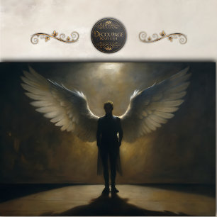 Papel De Seda Asas de Anjo Luz Sombra Decoupagem