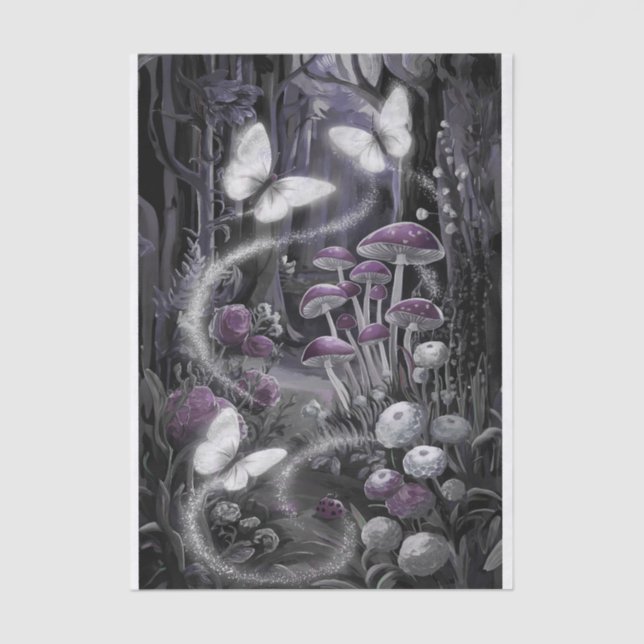 Papel De Seda Asas de Escuta, Borboletas Floresta Ametista (Frente )