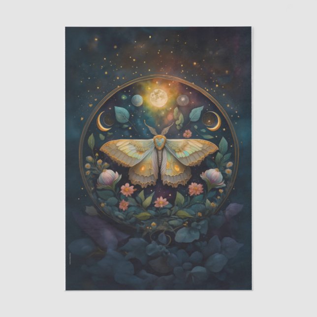 Papel De Seda Asas de Gossamer à Meia-Noite, Mariposa e Lua Vert (Frente )