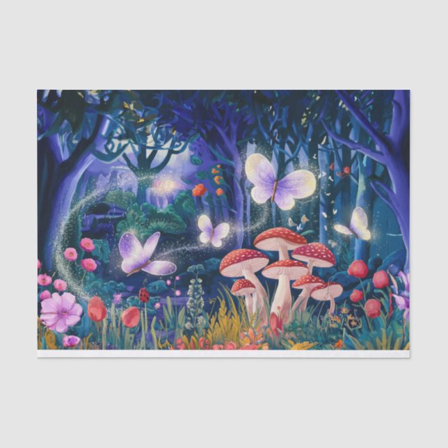 Papel De Seda Asas Mágicas Borboleta Floresta,  (Frente )