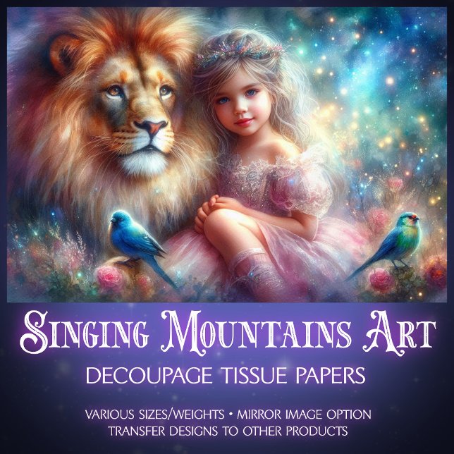Papel De Seda Aslan Leão Narnia Com Decoupage De Menina  (Criador carregado)