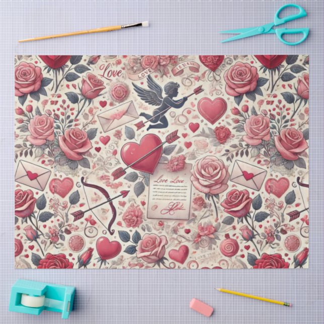Papel De Seda Assinado com uma Rosa (Arte )
