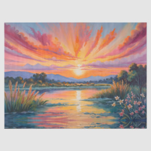 Papel De Seda Assobe-sol na aquarela do lago