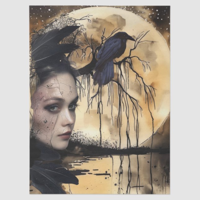 Papel De Seda Assombrando Fantasia Gótica Raven e Garota Vitoria (Frente )