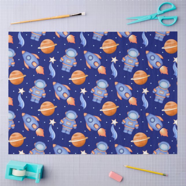 Papel De Seda Astronauta do Espaço Sideral Crianças Fofas (Arte )