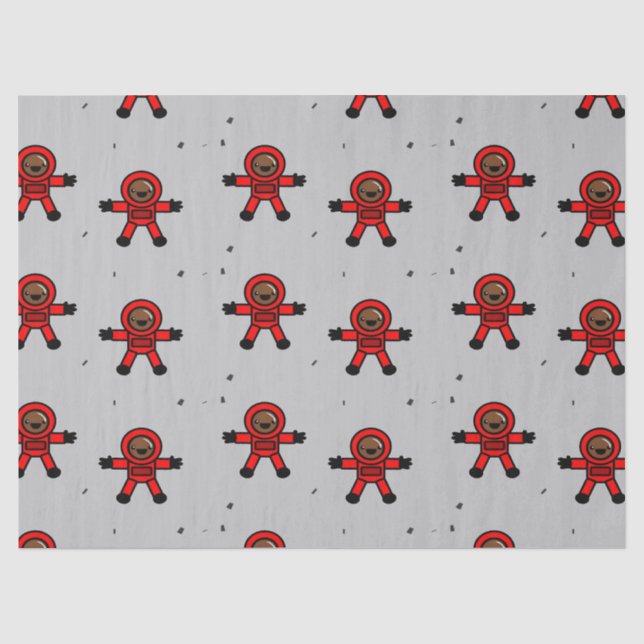 Papel De Seda Astronautas de terno vermelho em cinzas (Frente )