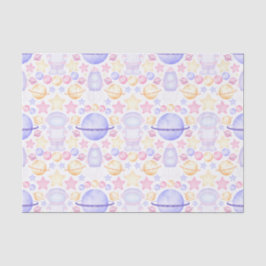Papel De Seda Astronautas do Espaço Aquático Cor-de-Rosa-Gelado 