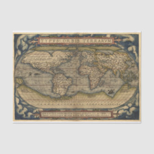Papel De Seda Atlas da antiguidade do mapa do mundo do vintage