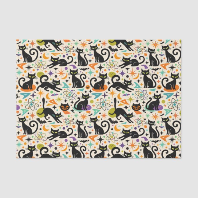Papel De Seda Atomic Black Cats Halloween (Frente )
