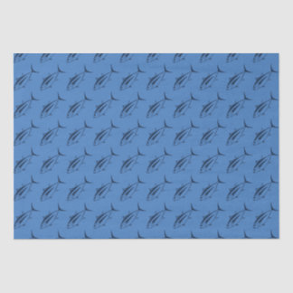 Papel De Seda Atum voador branco em azul marinho em azul marinho