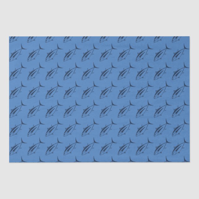 Papel De Seda Atum voador branco em azul marinho em azul marinho (Frente )