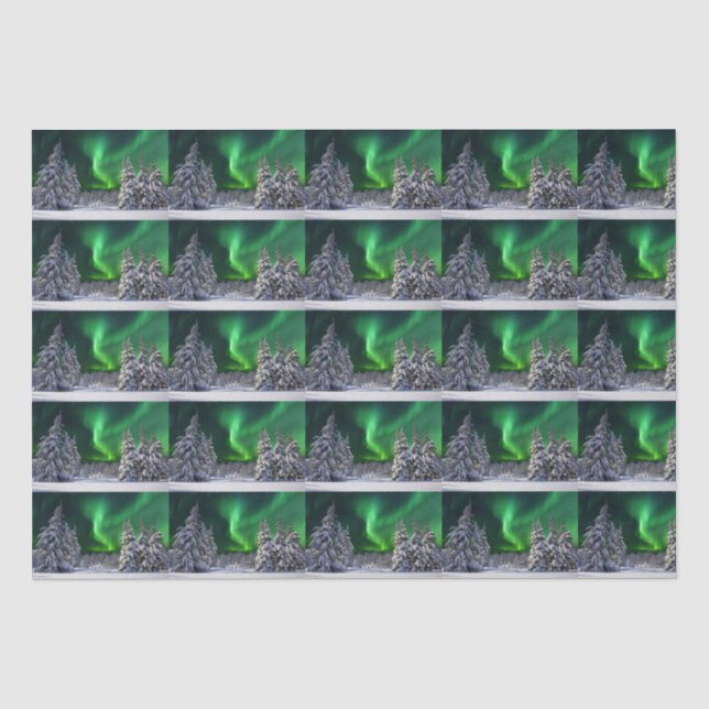Papel De Seda Aurora boreal durante o inverno (Frente )